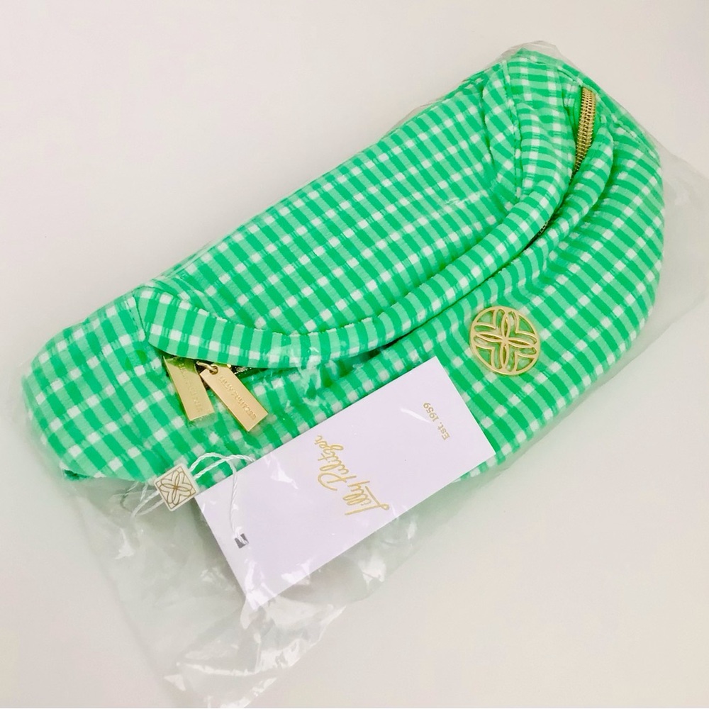 Lilly Pulitzer Gleanna Belt Bag-Fauna Green Performance Gingham-NWT In Package - Picture 2 of 14